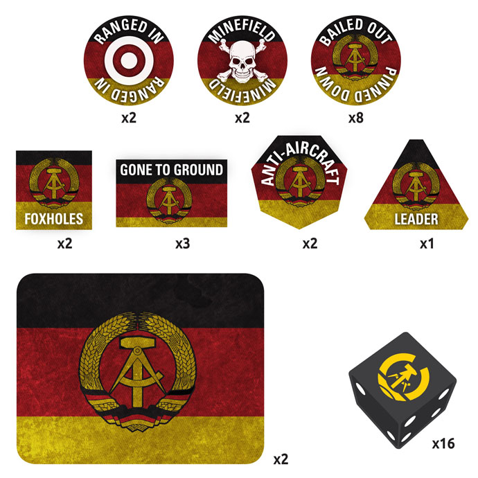WW3 - East German Gaming Set (x20 Tokens, x2 Objectives, x16 Dice) - TTK22