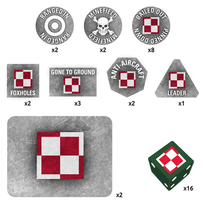 WW3 - Polish Gaming Set (x20 Tokens, x2 Objectives, x16 Dice) - TTK23
