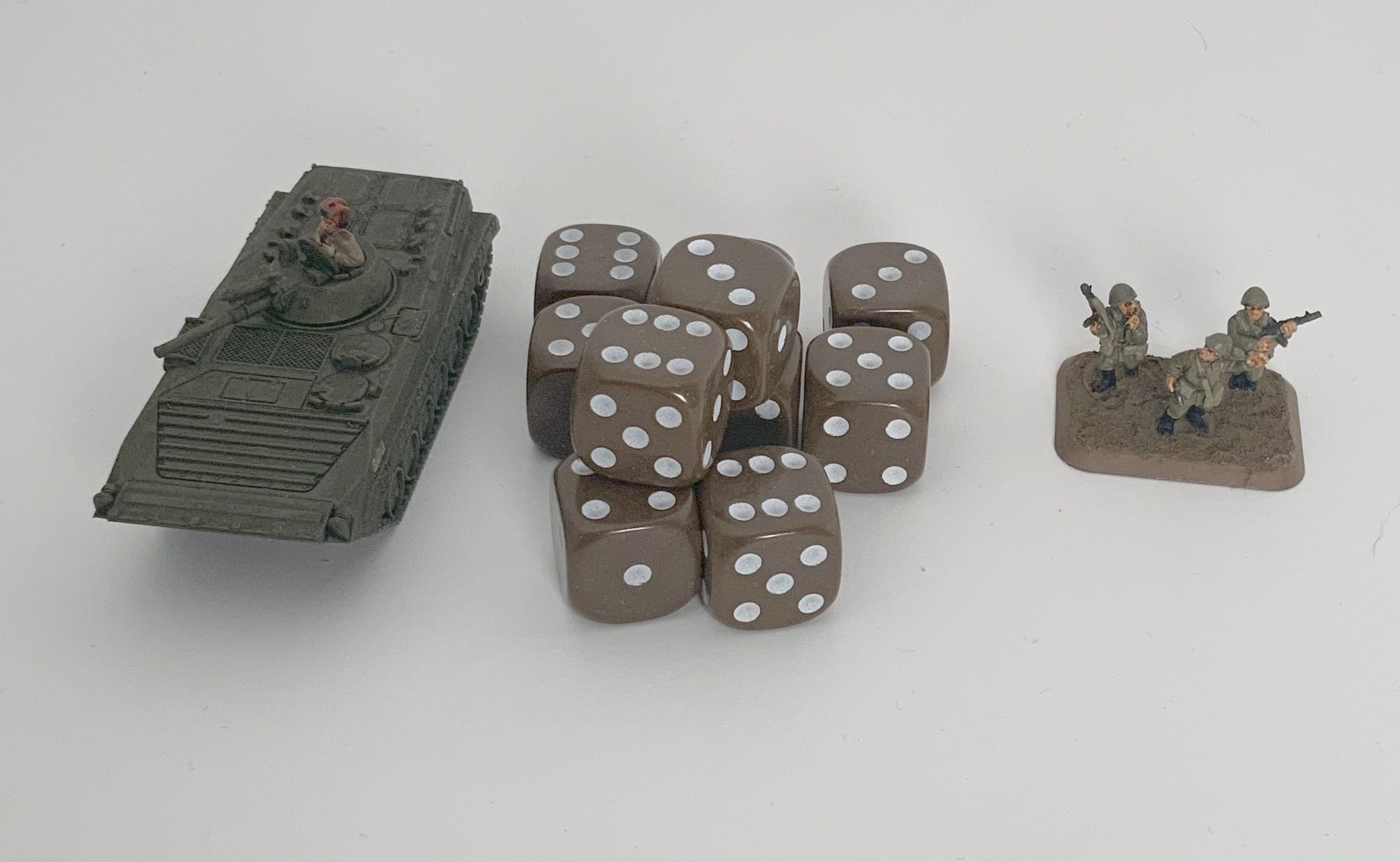 10 x D6 Spot Dice 15mm Opaque Brown - d6spot15brown